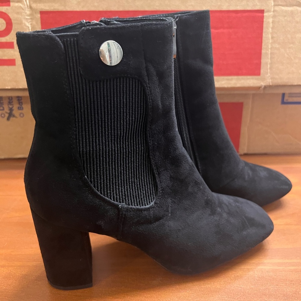 Faux suede black booties. 7.5 womens